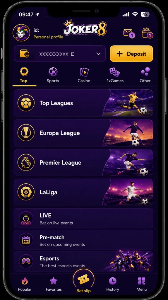 Spielen in der App — Top-Ligen und Sportwetten